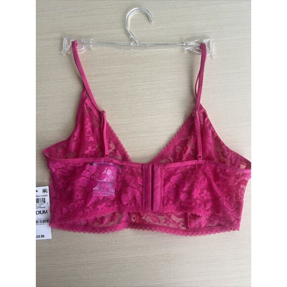 INC International Concepts Longline Sheer Lace Bralette Hot Pink Lightning - Picture 4 of 5